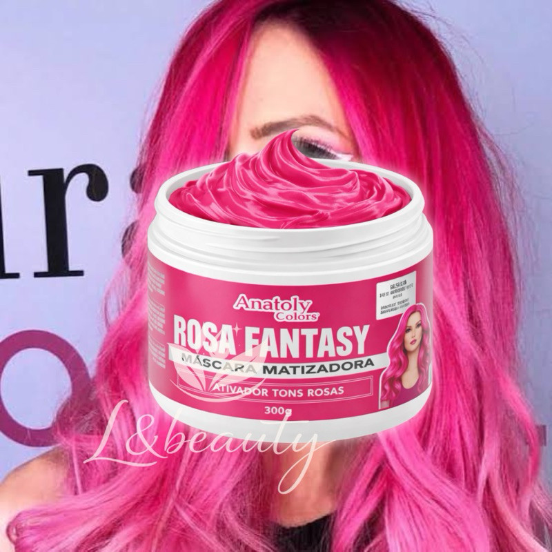 Máscara Capilar Tonalizante E Hidrante Cor Pink Rosa Fantasy - Anatoly 300g