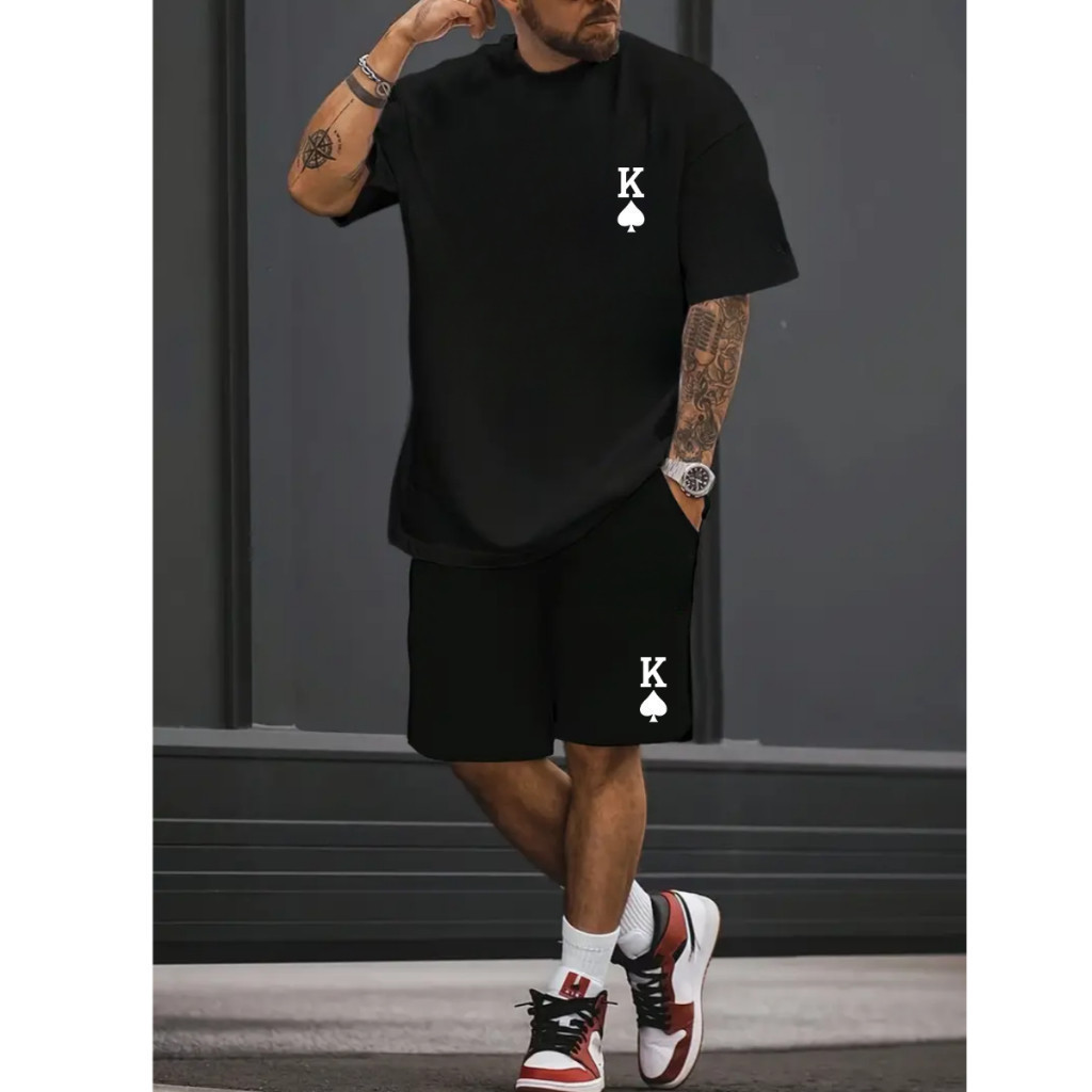 Kit masculino   bermuda tectel  e camiseta masculina 100% algodão Casual , confortavel, estiloso para o dia a dia