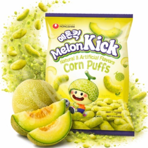 Salgadinho Melon Kick Corn Puffs Nongshim 45g - Importado Coreia