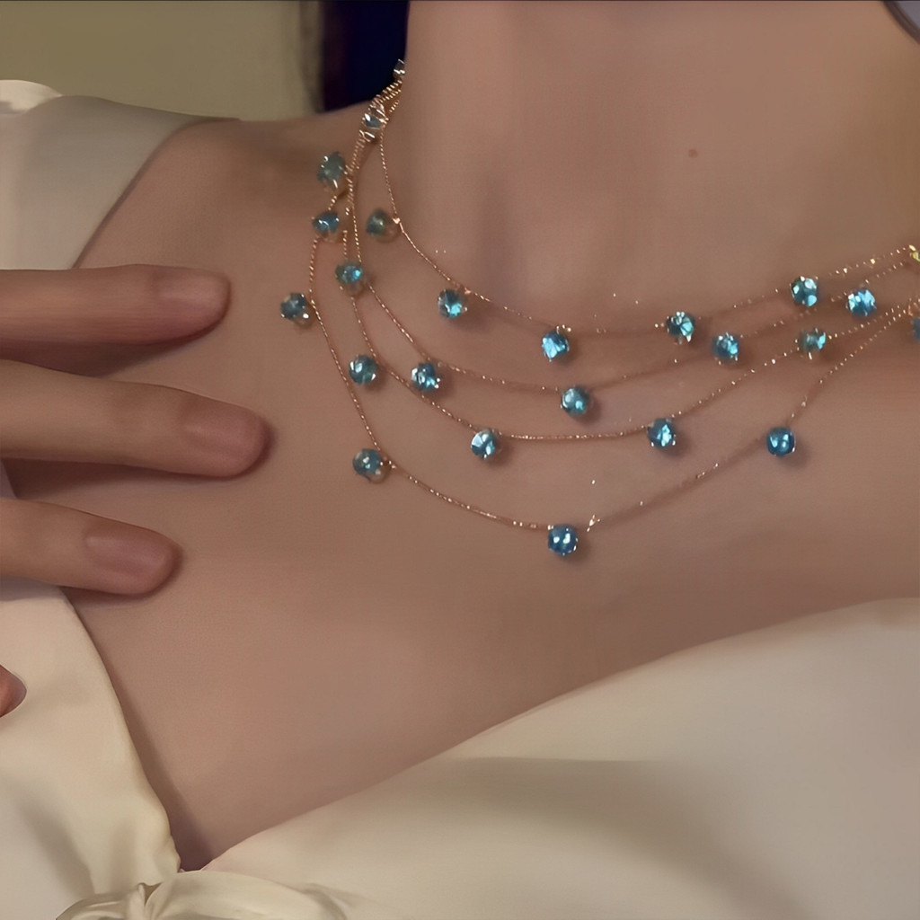 Colar De Múltiplas Camadas Para Mulheres , Com Pingente Exclusivo De Strass Presente De Aniversário E Feriado