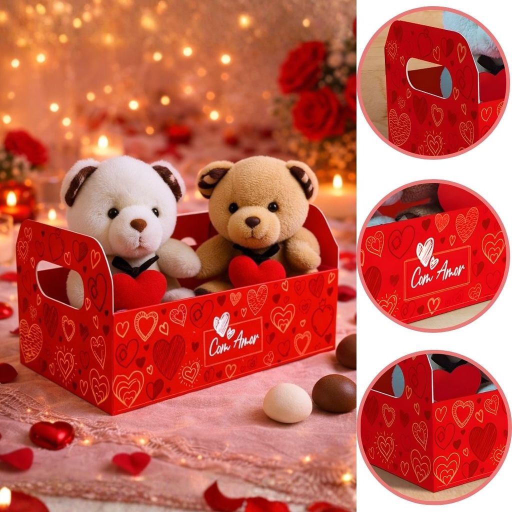 10 CESTA CAIXOTE M 22X14X12 COM AMOR 5966 ( DIA DOS NAMORADOS IDEIA 2026 ) em Oferta na Shopee