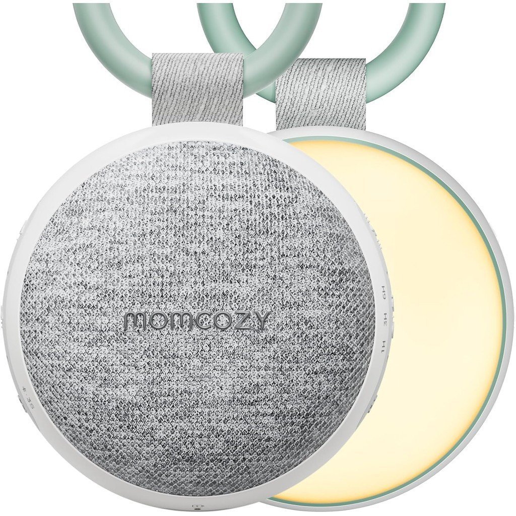 Imagem Máquina de som portátil Momocozy com luz noturna, máquina de ruído branco para bebês, 20 sons relaxantes, bateria de lon