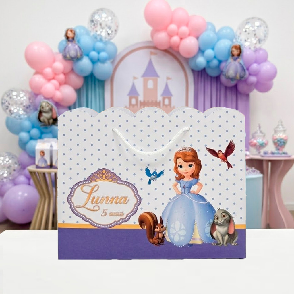 Sacolinha Grande Princesa Princesinha Sofia - Personalizada Festa Aniversário Infantil- Lembrancinha