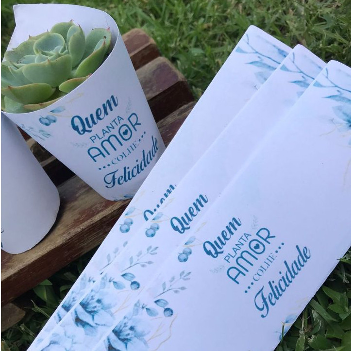 Rotulos Branco personalizados Quem planta amor .colhe felicidade para suculentas lembrancinha casamentos, eventos ..