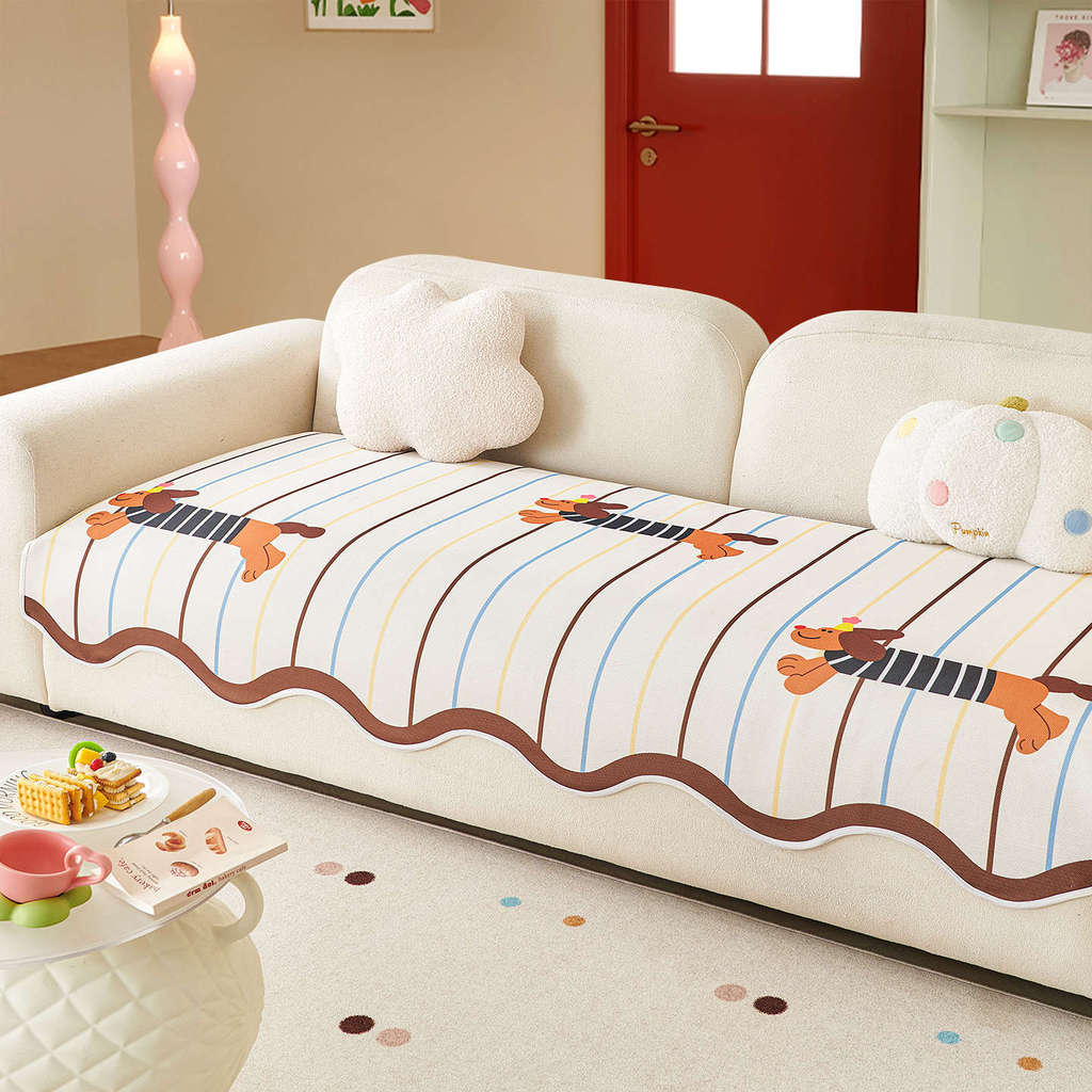 2026 novo estilo de seda gelo legal dos desenhos animados sofá almofada 2026 fixo Anti-deslizamento verão legal esteira 