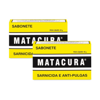 Kit 2 Sabonetes Matacura AntiPulgas Sarnicida Para Cachorro Sarna Caes 80g Pet Piolho Carrapato Caspa