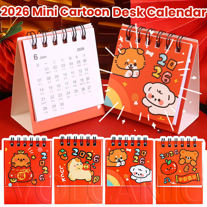 [Envio Rápido] Mini Calendário De Mesa Com Bênçãos Chinesas | Design Bonito Dos Desenhos Animados Fu Lu Shou Xi , Decora