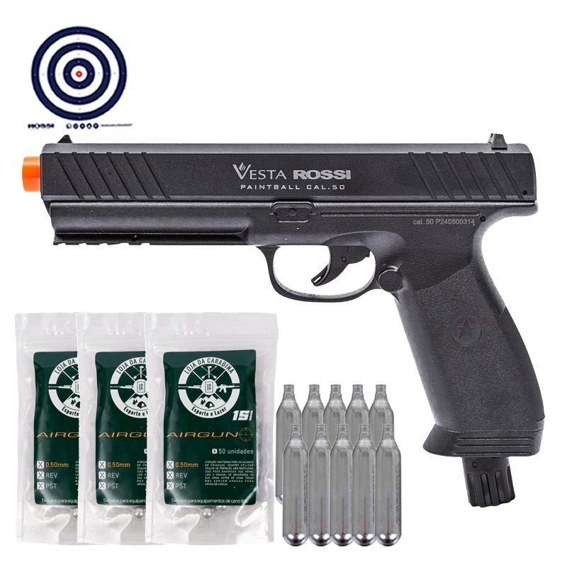 Pistola .50 CO2 Vesta PDW50 Defense Rossi Paintball + CO2 + Esferas + Alvos