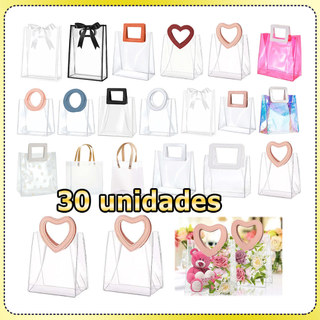 Kit 30 Saco de presente em PVC saco de presente transparente para casamento/aniversário/presente