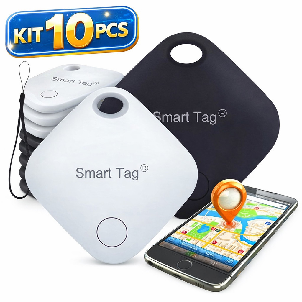 Kit 10 Rastreador Bluetooth iOS Tipo AirTag Localizador para iPhone Pets Chaves Anti-Perda