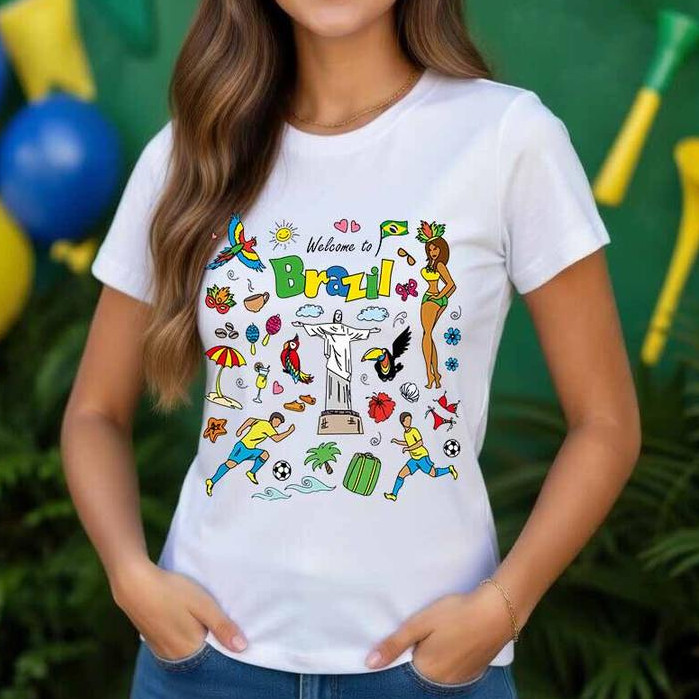Camiseta Basica Unissex Brasil Time De Futebol Seleção Brasileira Copa Do Mundo Estiloso