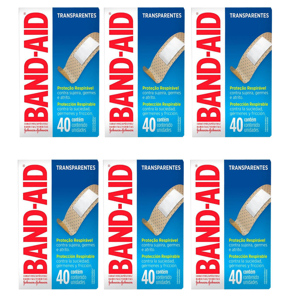 Kit 6 Band-Aid Johnson's Transparente Com 40 Unidades em Oferta na Shopee