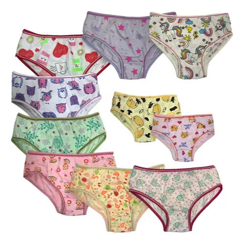 Calcinha Infantil Algodão Estampada kits com 10 ou 5 unidades em Oferta na Shopee