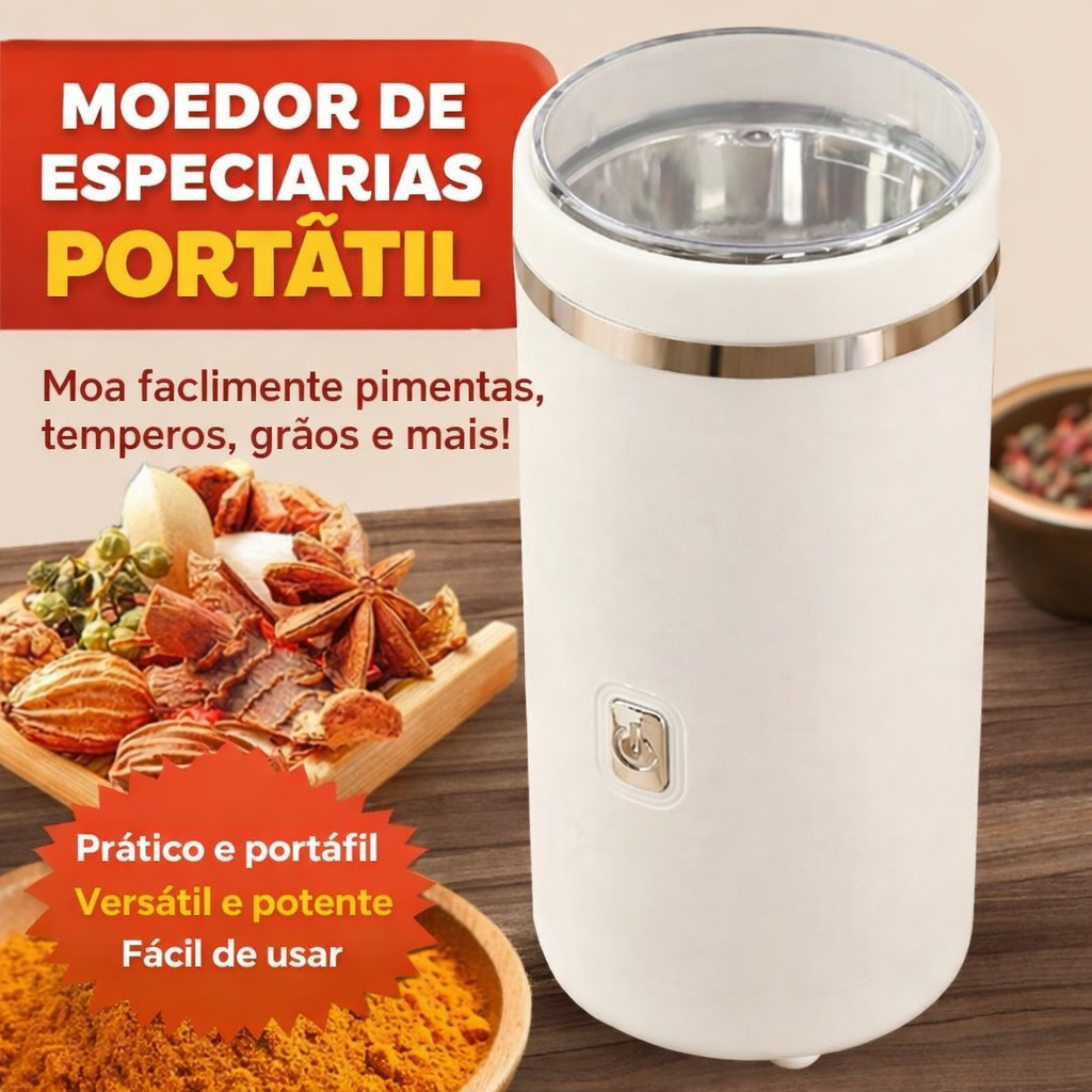 Moedor Elétrico Portátil USB • Triturador Café, Grãos e Temperos