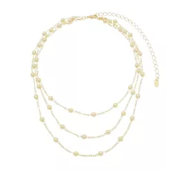 CHOKER PIUKA LOREN 3 VOLTAS PÉROLAS FOLHEADO A OURO 18K