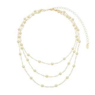 CHOKER PIUKA LOREN 3 VOLTAS PÉROLAS FOLHEADO A OURO 18K