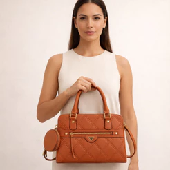 Bolsa Feminina Matelassê Grande Transversal e de Ombro com Alça Dupla e Porta-Moedas 7726