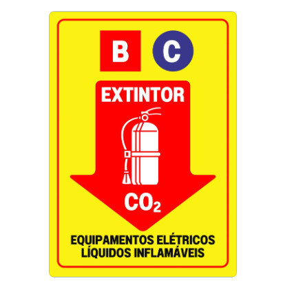 adesivo de Sinalização Extintor CO2 20 cm ALTA QUALIDADE