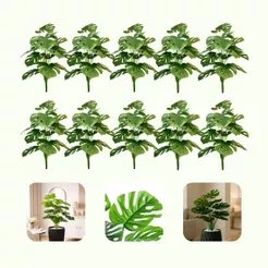 Kit 10 Planta Artificial Costela de Adão Decoração Sem Vaso