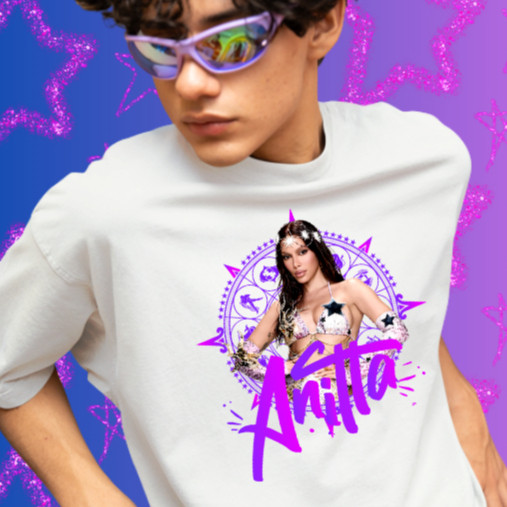 Blusa Estampada Da Cantora Anitta - Carnaval Cosmos 2026 l 100% Algodão
