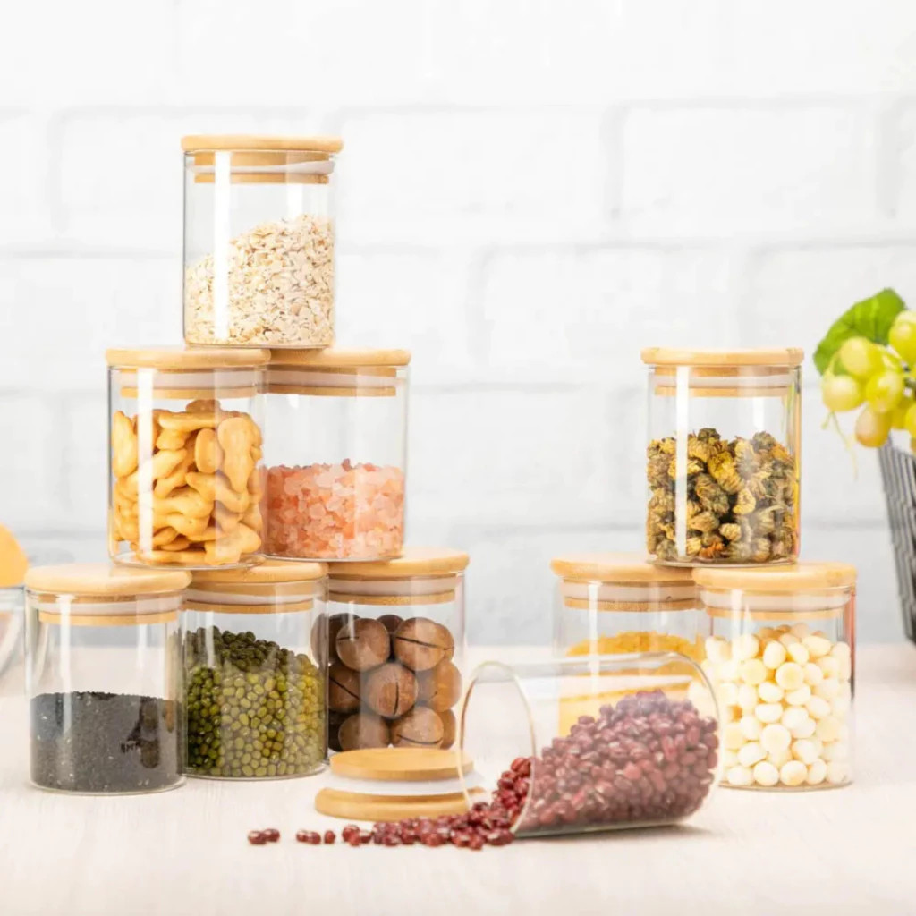 Kit 6 Potes de Vidro Hermético 200ml, Monte seu Kit para Mantimentos de Cozinha e Organização de Dispensa