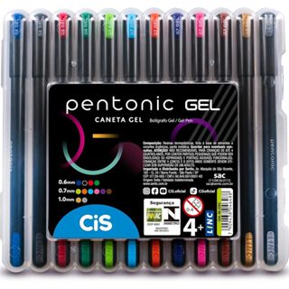 Estojo CIS Caneta Pentonic Gel Com 12 Cores - 56.2202 em Oferta na Shopee