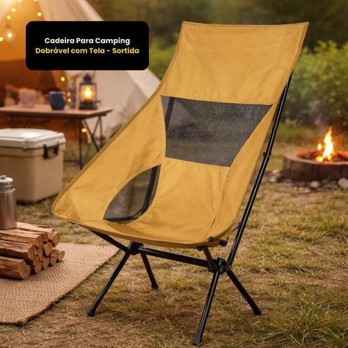 Cadeira acampar Camping Dobrável Portátil Resistente Confortável Prática Aventura pode molhar leve facil de carregar