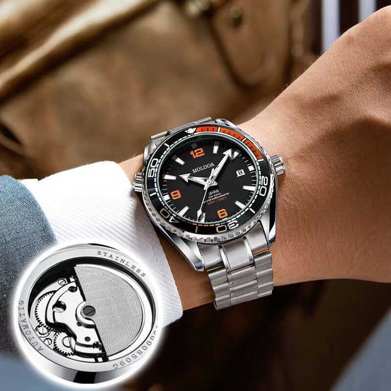 relogio masculino Relógio mecânico masculino automático calendário relógio de pulso negócios relógio luminoso masculino