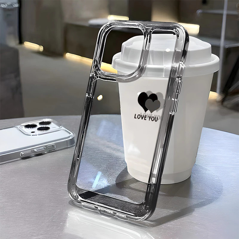 Capinha Capa Para Samsung A04 A05 A12 A14 A15 A17 A23 A32 A35 A50 A72 Transparente À Prova de Choque Coração Negro em Oferta na Shopee