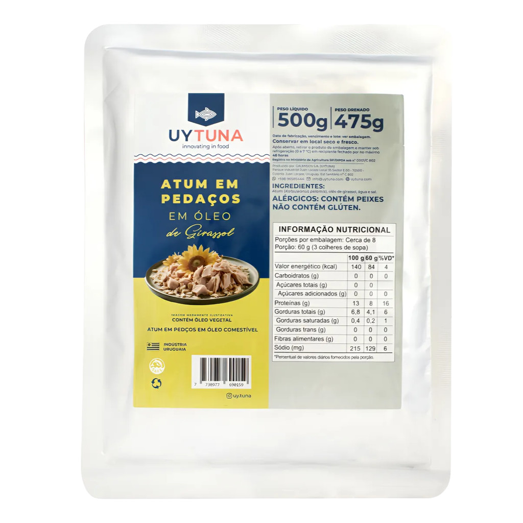 Atum Uytuna Uruguaio Em Pedaços Em Pouch 500g em Oferta na Shopee
