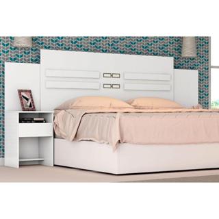 Cabeceira Cama Box Madeirado Branco Casal Triunfo 2 Mesas c/ 2 Gavetas Branco - Demóbile em Oferta na Shopee