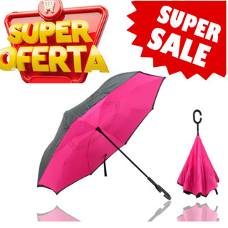 Guarda Chuva Invertido Tecido Duplo Impermeável Reforçado Contra Vento Hastes de Fibra Para Carro em Oferta na Shopee