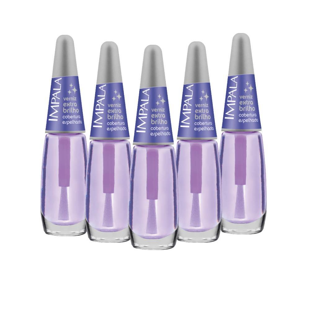 Kit 5 Esmaltes Impala Verniz Extra Brilho Cobertura Espelhada Longa Durabilidade Manicure e Pedicure em Oferta na Shopee