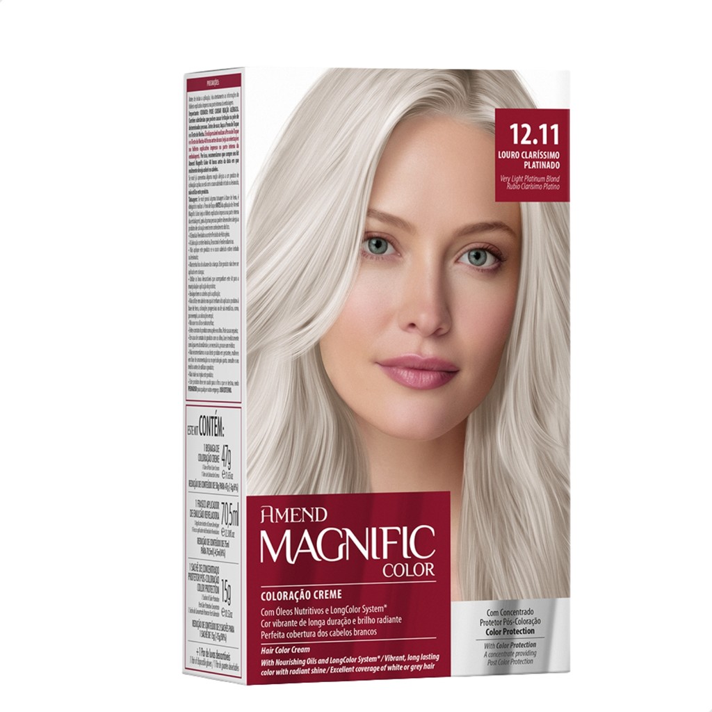 Tinta de Cabelo Amend Magnific 12.11 Louro Claríssimo Platinado em Oferta na Shopee