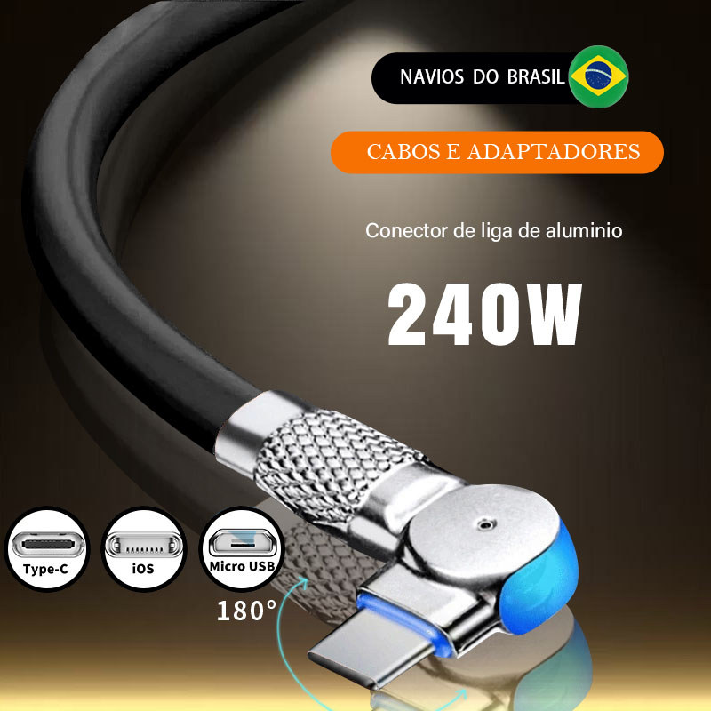 Cabo De Carregamento Super Rápido Adequado Para Cabos De Porta Rotativa Tipo C Micro USB iOS Lightning Android MKcase em Oferta na Shopee