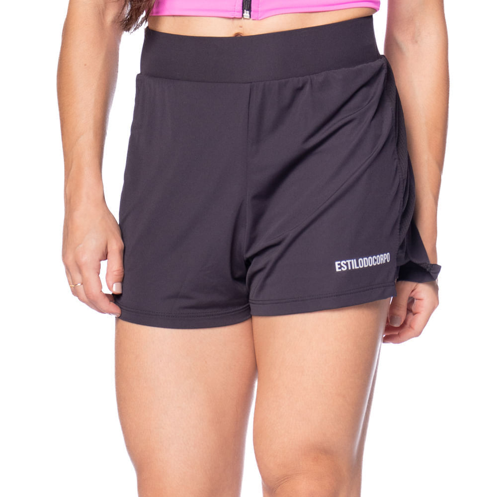 Short Feminino Estilo do Corpo Duplo Preto em Oferta na Shopee