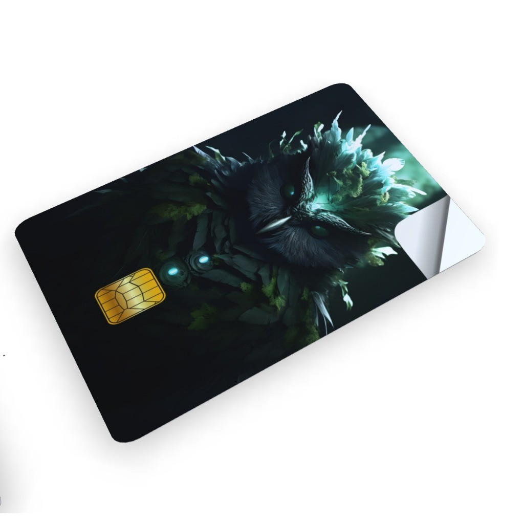 KIT 8 ADESIVOS para cartão Credit/debit TEMA: CORUJA SURREALISTA  CAR 145  (película protetora - corte eletrônico)