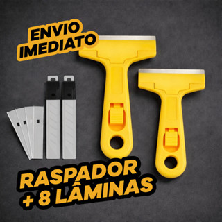 Estilete Raspador Profissional Tira Adesivo Cola Vidro Piso Fogao Parede 1 Unidade + 4 Lâminas Ou 2 Unidades + 8 Lâminas em Oferta na Shopee