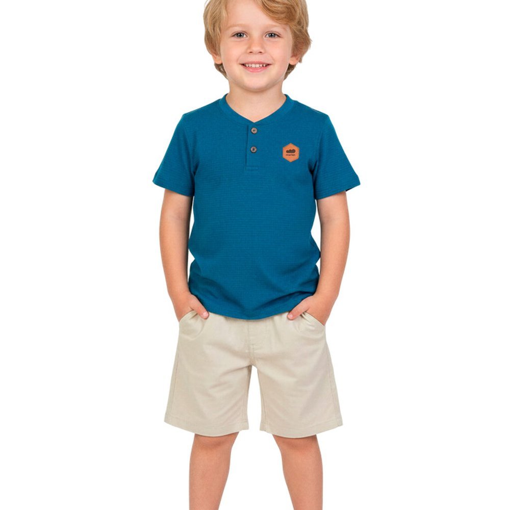 CONJUNTO INFANTIL MENINO CAMISETA EM MEIA MALHA RELEVO E BERMUDA EM SARJA