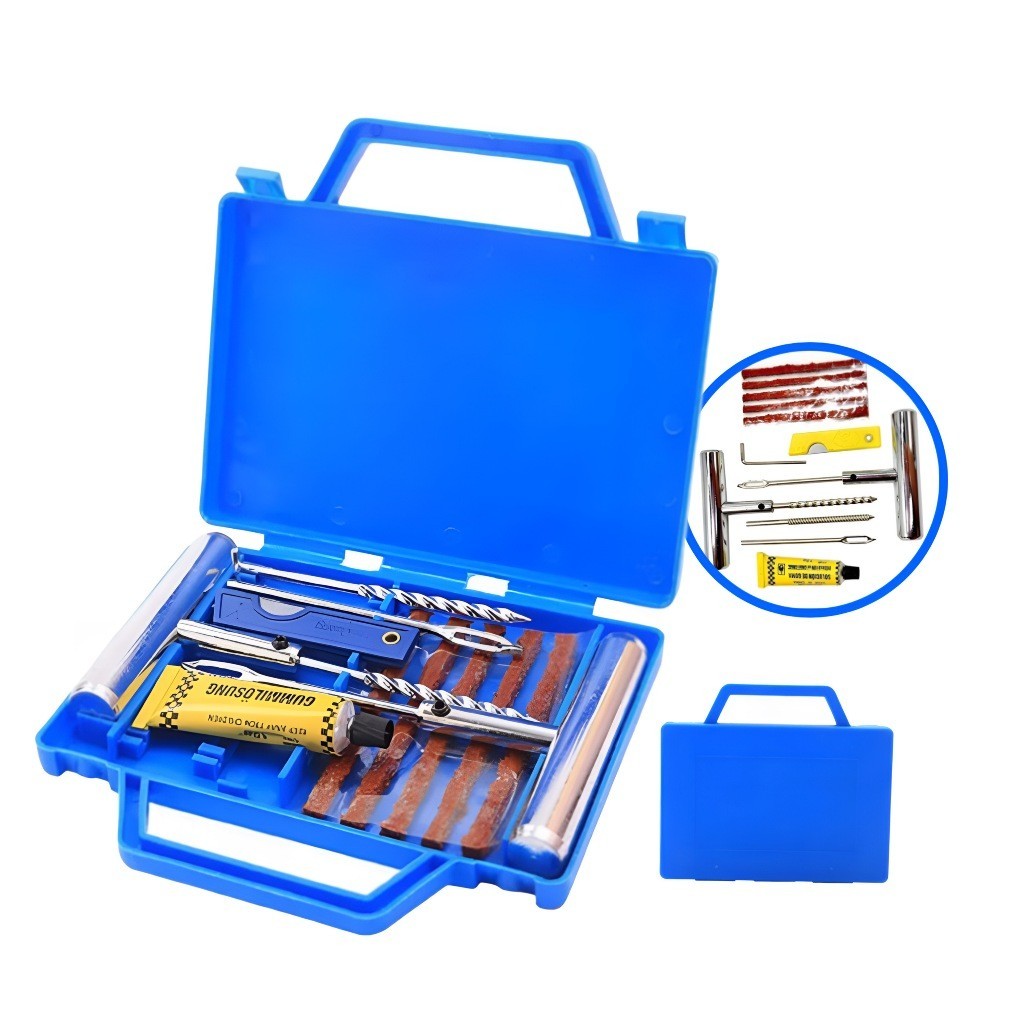 Kit Reparo de Metal para Pneus de Carros Motos + Macarrão + Maleta premium 12 Peças Premium