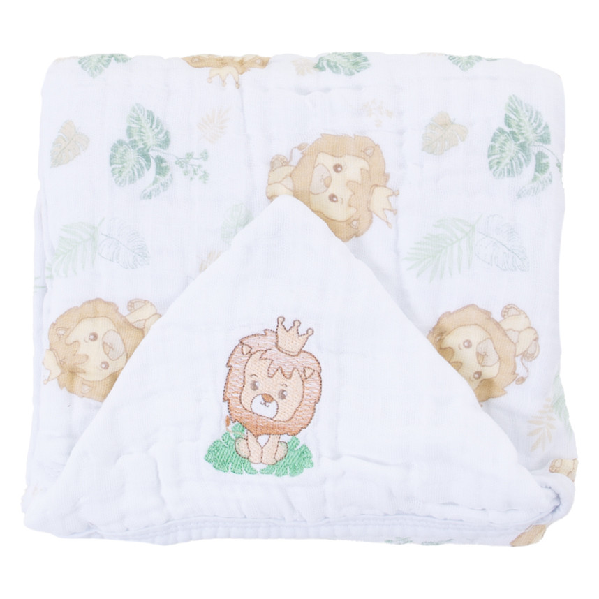 Toalha Com Capuz Dengo Soft Bordado Estampa Leão
