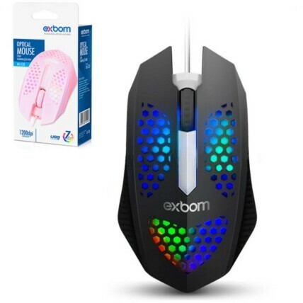 Mouse Gamer Óptico Usb Ultraleve Colmeia com Led RGB 03404 - MS-C33