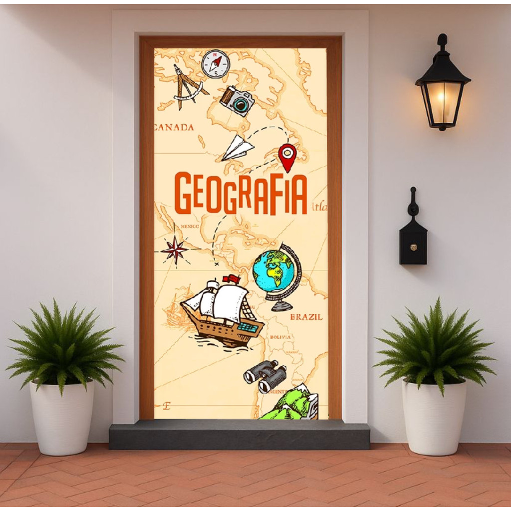 Capa Porta 0,85x2,10 Painel Tecido Porta Sala Aulas Mensagem Positiva
