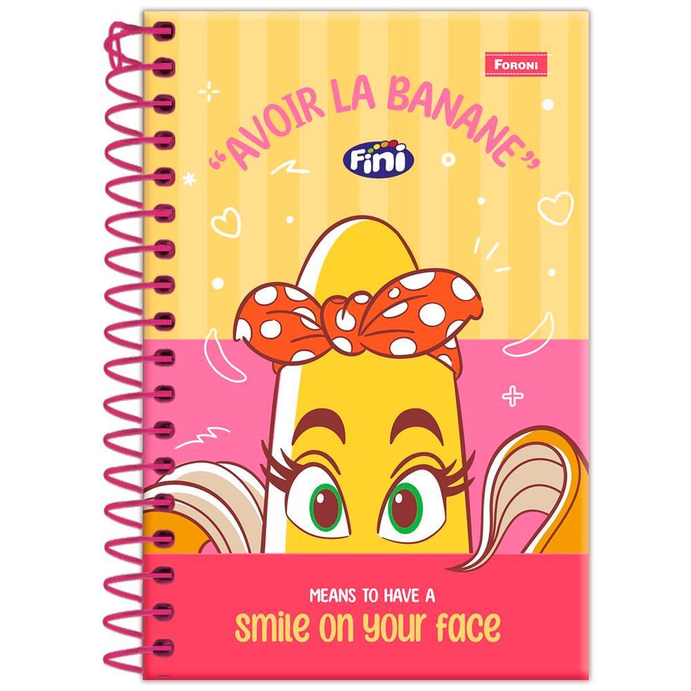 Caderneta 1/8 Pequena 10x15cm Espiral  80 Folhas Fini Banana Foroni