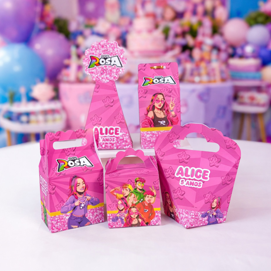 Lembrancinha Emilly Vick Dos Rosa Caixinhas Personalizadas Pegue e Monte Kit Festa Infantil