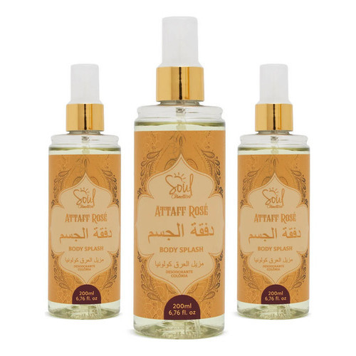 Kit 3x Body Splash Árabe Attaff Rosé Desodorante 200ml em Oferta na Shopee
