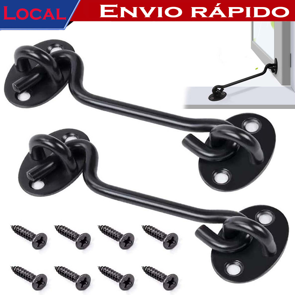 Gancho de privacidade e trinco de olhal, trava de fechadura de  10 cm, 2 conjuntos com 8 parafusos 6 mm de espessura