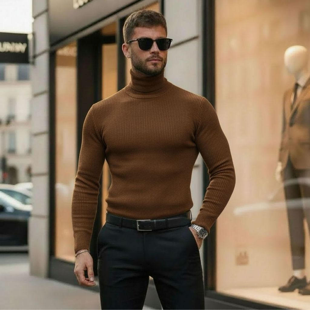 Blusa Frio Masculina Cacharrel Trico lã Premium Gola Alta Casaco Inverno segunda pele Confortavel