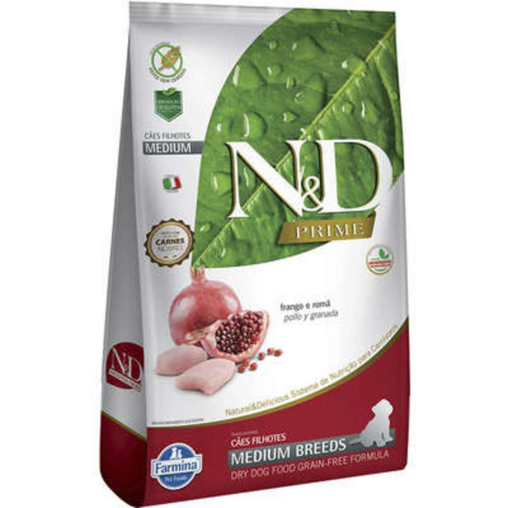 N&D Prime para Cães Filhotes de Raças Médias Sabor Frango e Romã 10,1Kg