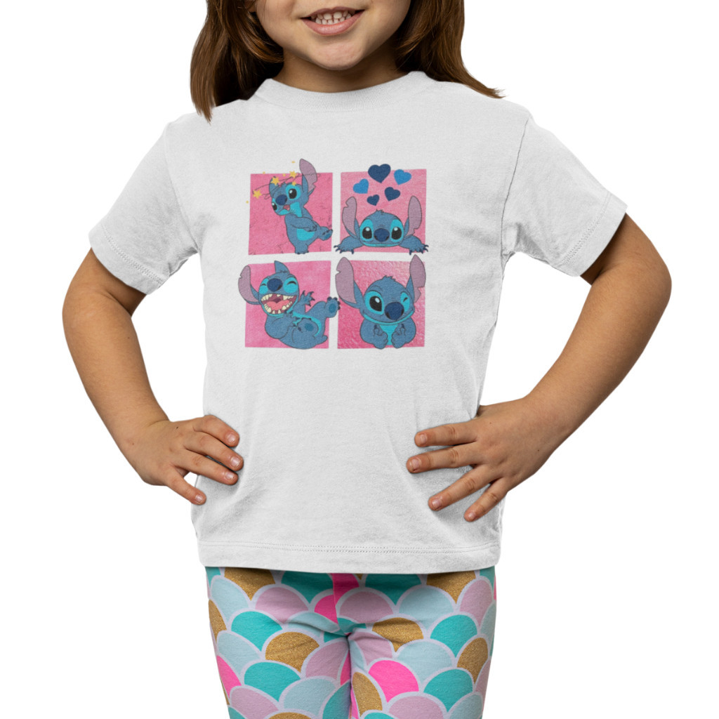 Camiseta Infantil Feminina Blusa Menina Personagem Stitch Ohana Alta Tendencia Tendencia Algodão